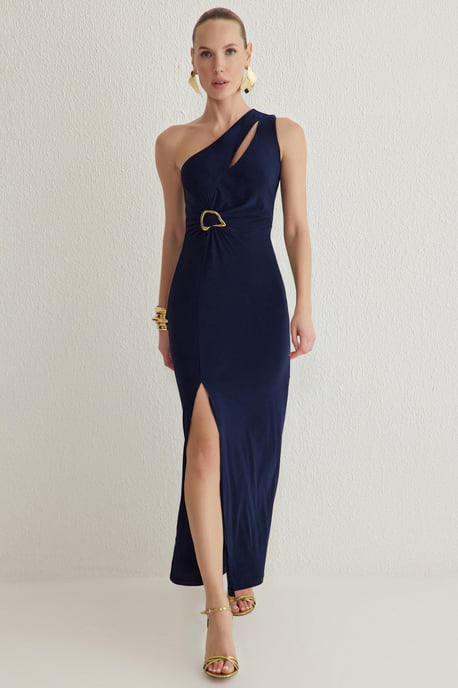 TRENDYOLMİLLA Damen Dunkelblau Einfarbig Maxi Ärmellos Abschluss / Ball Gerade Abend & Ball Kleid - Image 5