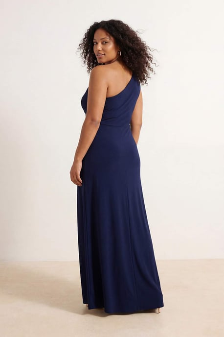 Trendyol Curve Damen Dunkelblau Einfarbig Maxi Ärmellos Elegant/Abend Gerade Große Größen Kleid - Image 3