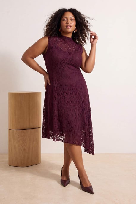 Trendyol Curve Damen Lila Einfarbig Maxi Ärmellos A-Linie Große Größen Kleid - Image 2