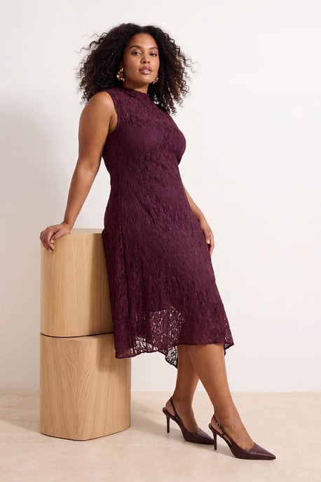 Trendyol Curve Damen Lila Einfarbig Maxi Ärmellos A-Linie Große Größen Kleid - Image 6