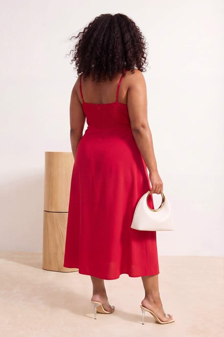 Trendyol Curve Damen Rot Einfarbig Maxi Ärmellos Abend / Alltag A-Linie Große Größen Kleid - Image 2