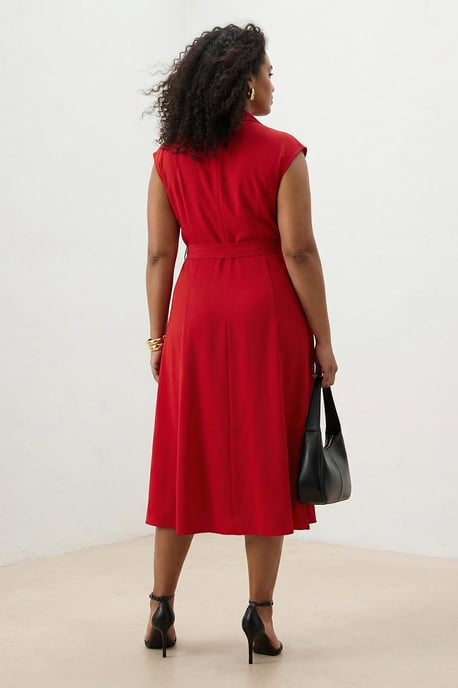 Trendyol Curve Damen Rot Einfarbig Maxi Ärmellos Casual Gerade Große Größen Kleid - Image 5