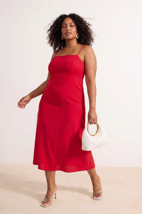Trendyol Curve Damen Rot Einfarbig Maxi Ärmellos Abend / Alltag A-Linie Große Größen Kleid - Image 6