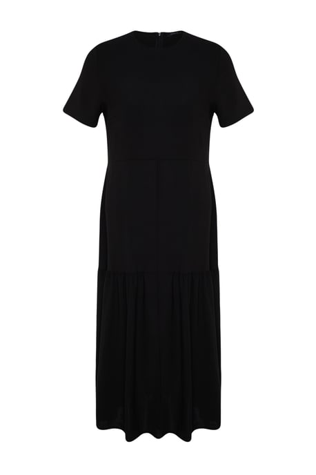 Trendyol Curve Damen Schwarz Einfarbig Maxi Kurz Casual A-Linie Große Größen Kleid - Image 5