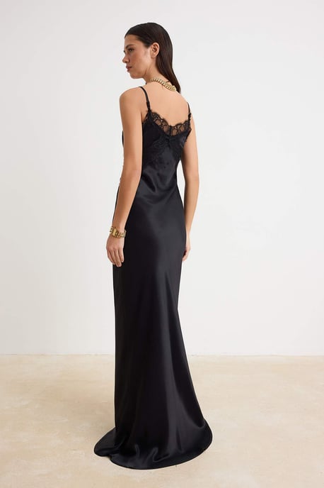 TRENDYOLMİLLA Damen Schwarz Einfarbig Maxi Ärmellos Abschluss / Ball Gerade Abend & Ball Kleid - Image 3