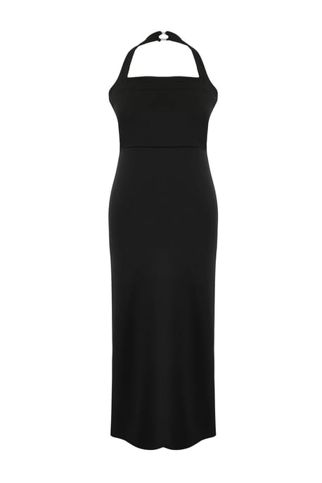 Trendyol Curve Damen Schwarz Einfarbig Maxi Ärmellos Elegant/Abend Gerade Große Größen Kleid - Image 1