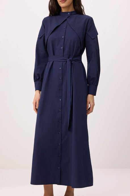 Trendyol Modest Damen Dunkelblau Einfarbig Maxi Lang Skater Modest Kleider - Image 2