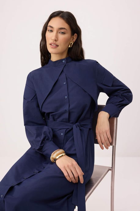 Trendyol Modest Damen Dunkelblau Einfarbig Maxi Lang Skater Modest Kleider - Image 4