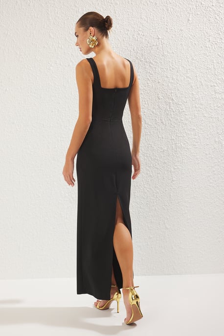 Trendyol Maxi-ärmelloses Abend- und Ballkleid, gerade/Shift, Abschluss/Prom - Schwarz - Image 2