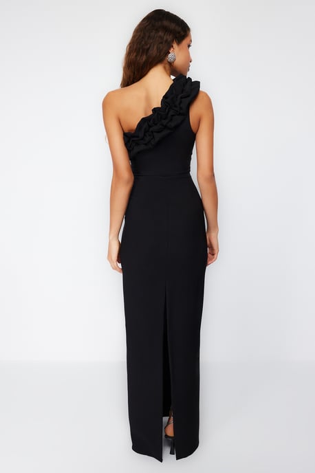 TRENDYOLMİLLA Damen Schwarz Einfarbig Maxi Ärmellos Abschluss / Ball Gerade Abend & Ball Kleid - Image 5