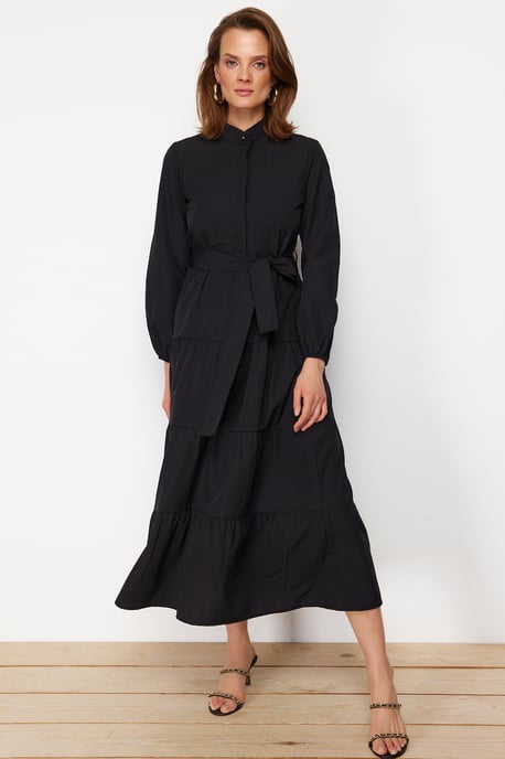 Trendyol Modest Damen Schwarz Einfarbig Maxi Lang Casual A-Linie Modest Kleider - Image 2