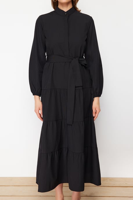 Trendyol Modest Damen Schwarz Einfarbig Maxi Lang Casual A-Linie Modest Kleider - Image 3