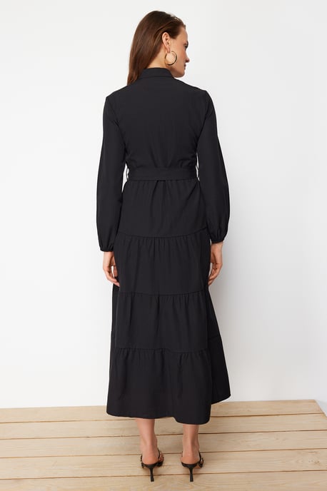 Trendyol Modest Damen Schwarz Einfarbig Maxi Lang Casual A-Linie Modest Kleider - Image 5