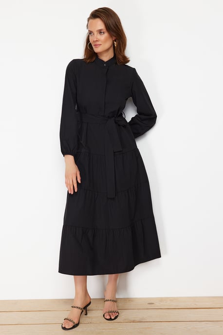 Trendyol Modest Damen Schwarz Einfarbig Maxi Lang Casual A-Linie Modest Kleider - Image 6