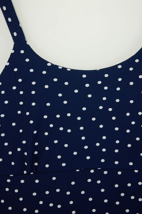 Trendyol Curve Damen Dunkelblau Gepunktet Maxi Ärmellos Casual Meerjungfrau Große Größen Kleid - Image 4