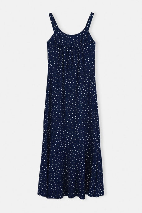 Trendyol Curve Damen Dunkelblau Gepunktet Maxi Ärmellos Casual Meerjungfrau Große Größen Kleid - Image 5