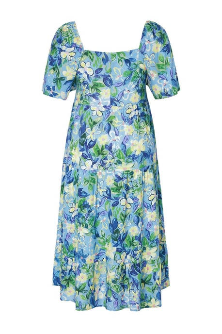 Trendyol Curve Damen Blau Geblümt Maxi 3/4-Arm Casual A-Linie Große Größen Kleid - Image 5