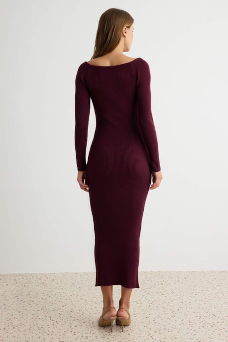 TRENDYOLMİLLA Damen Lila Einfarbig Maxi Lang A-Linie Kleider - Image 4