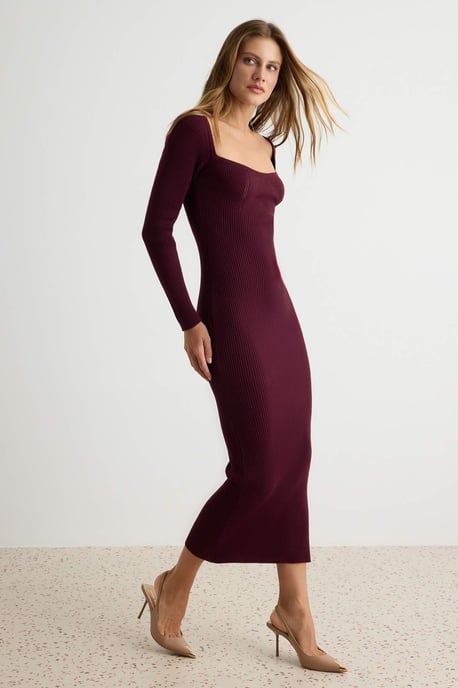 TRENDYOLMİLLA Damen Lila Einfarbig Maxi Lang A-Linie Kleider - Image 5