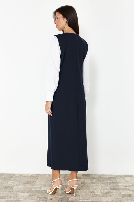 Trendyol Modest Damen Dunkelblau Einfarbig Maxi Lang Casual Gilet Modest Kleider - Image 5