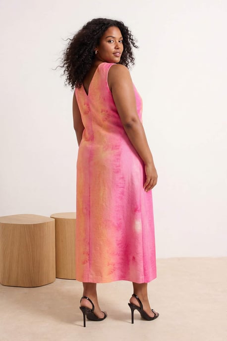 Trendyol Curve Damen Rosa Colour-Block Maxi Ärmellos Casual A-Linie Große Größen Kleid - Image 5