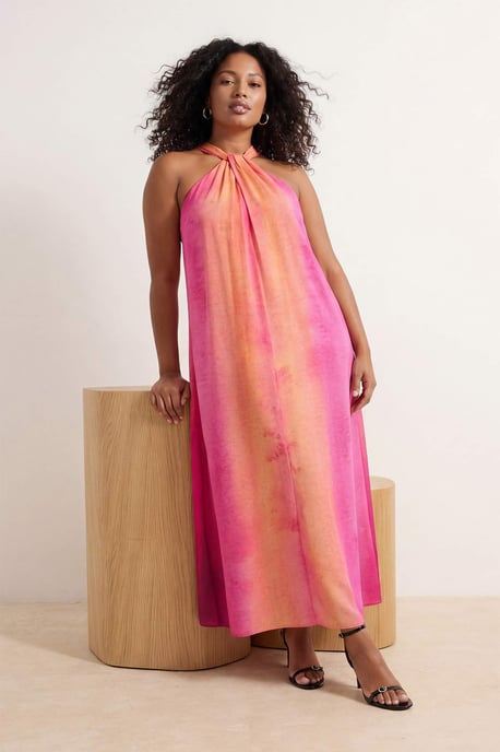 Trendyol Curve Damen Rosa Colour-Block Maxi Ärmellos Casual A-Linie Große Größen Kleid - Image 6