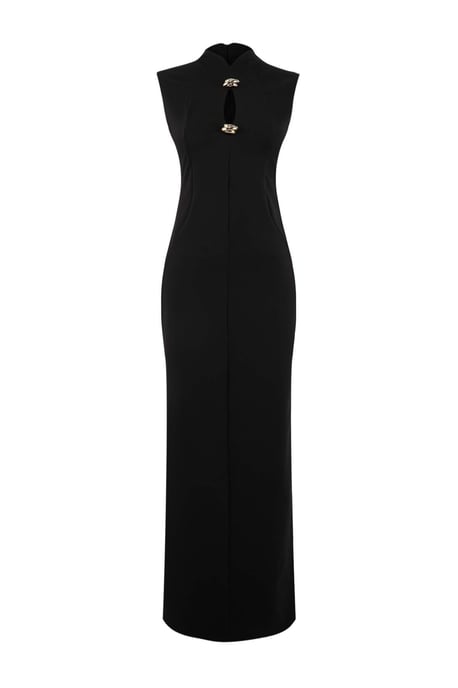 TRENDYOLMİLLA Damen Schwarz Einfarbig Maxi Ärmellos Elegant/Abend Gerade Abend & Ball Kleid - Image 4