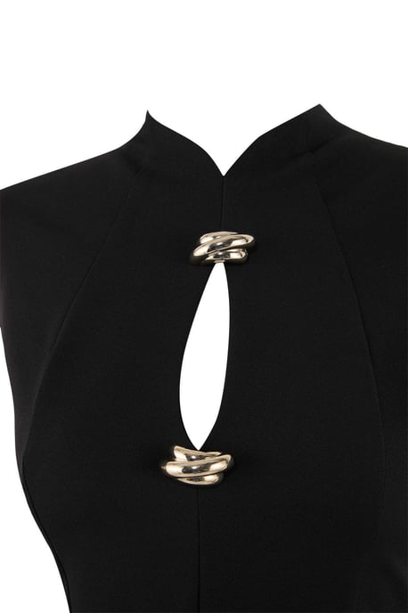 TRENDYOLMİLLA Damen Schwarz Einfarbig Maxi Ärmellos Elegant/Abend Gerade Abend & Ball Kleid - Image 5