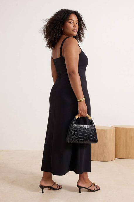 Trendyol Curve Damen Schwarz Einfarbig Maxi Ärmellos Casual Meerjungfrau Große Größen Kleid - Image 6