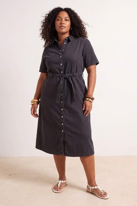 Trendyol Curve Damen Schwarz Einfarbig Maxi Kurz A-Linie Große Größen Kleid - Image 6