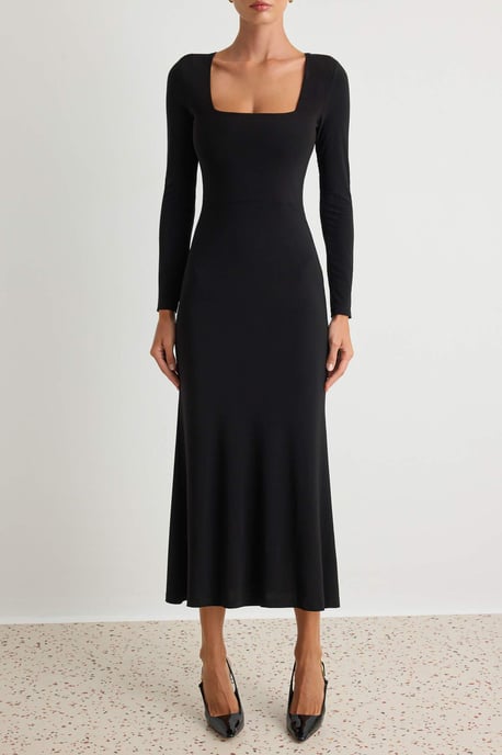 TRENDYOLMİLLA Damen Schwarz Einfarbig Maxi Lang Abend / Alltag Bodycon Kleider - Image 2