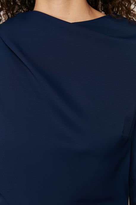 Trendyol Modest Damen Dunkelblau Einfarbig Maxi Lang Elegant/Abend Gerade Modest Abend Kleider - Image 4