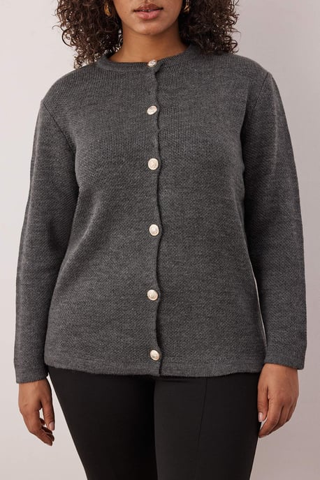 Trendyol Curve Damen Grau Einfarbig Lang Regular Fit Große Größen Cardigans - Image 2