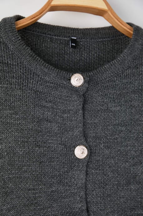 Trendyol Curve Damen Grau Einfarbig Lang Regular Fit Große Größen Cardigans - Image 5
