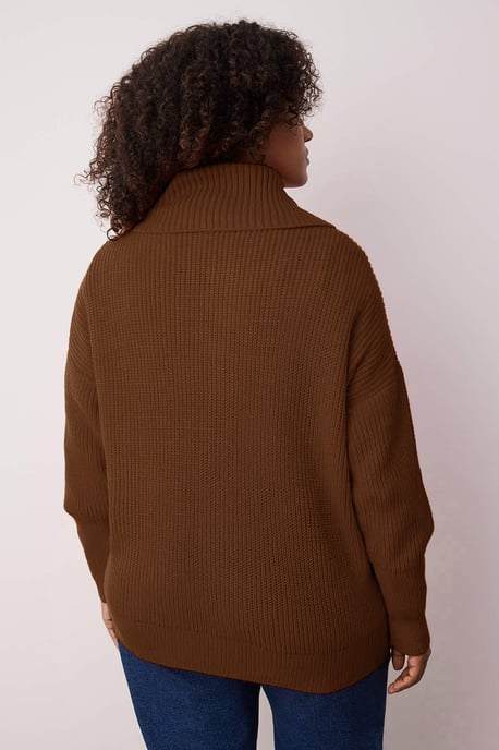 Trendyol Curve Damen Braun Einfarbig Lang Regular Fit Große Größen Cardigans - Image 3