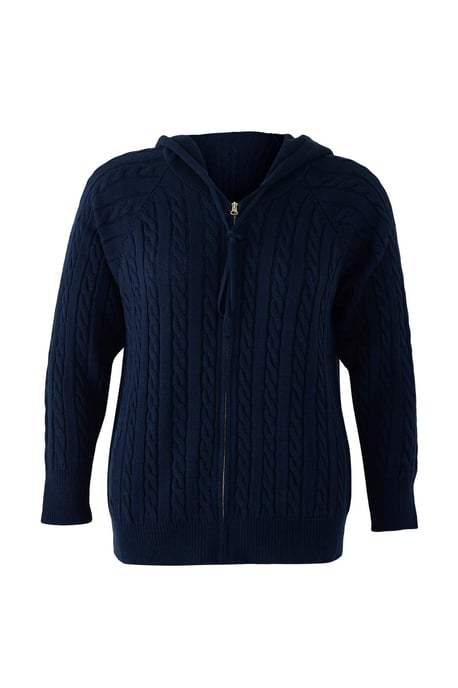 Trendyol Curve Curve Zopfstrick-Cardigan, lang, Regular Fit, Große Größen - Marineblau/Blau - Image 4