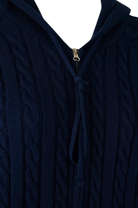Trendyol Curve Curve Zopfstrick-Cardigan, lang, Regular Fit, Große Größen - Marineblau/Blau - Image 5