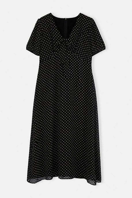 Trendyol Curve Curve A-Linien-Maxikleid mit Polka-Dots, kurz, große Größen - Schwarz - Image 3