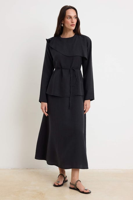 Trendyol Modest Damen Schwarz Einfarbig Maxi Lang Casual Skater Modest Kleider - Image 1