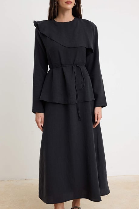 Trendyol Modest Damen Schwarz Einfarbig Maxi Lang Casual Skater Modest Kleider - Image 2