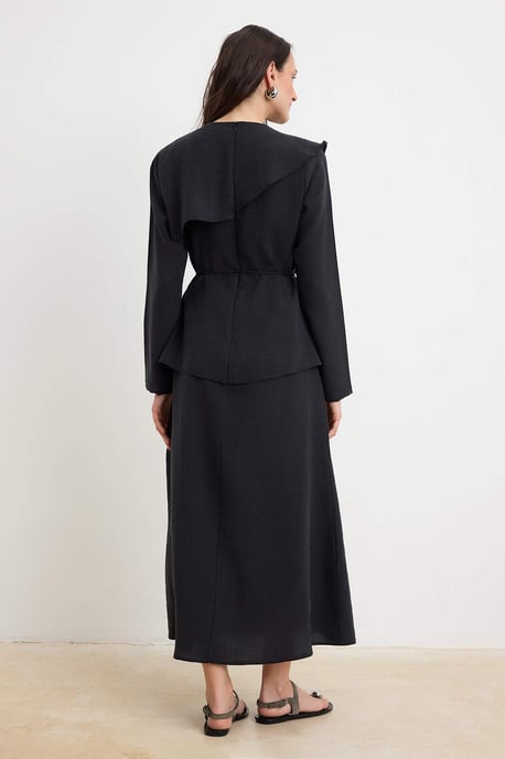 Trendyol Modest Damen Schwarz Einfarbig Maxi Lang Casual Skater Modest Kleider - Image 3