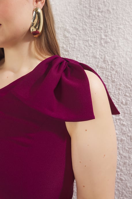 Trendyol Curve Damen Lila Einfarbig Maxi Ärmellos Elegant/Abend Bodycon Große Größen Kleid - Image 2