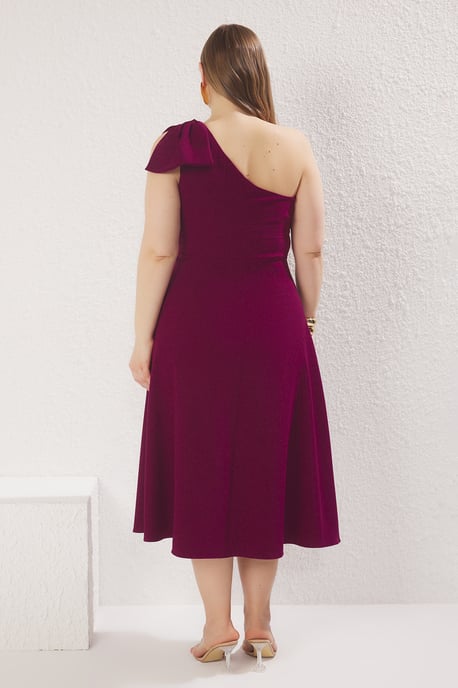 Trendyol Curve Damen Lila Einfarbig Maxi Ärmellos Elegant/Abend Bodycon Große Größen Kleid - Image 3