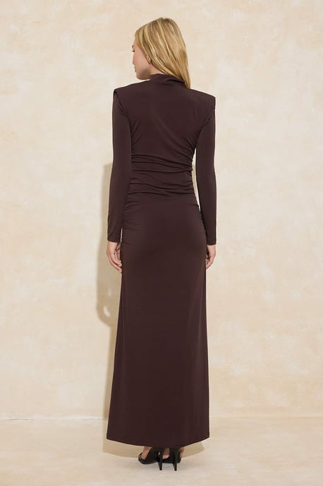 Trendyol Modest Damen Braun Einfarbig Maxi Lang Elegant/Abend Skater Modest Abend Kleider - Image 3