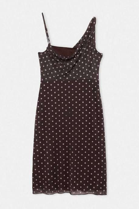 Trendyol Curve Damen Braun Gepunktet Maxi Ärmellos A-Linie Große Größen Kleid - Image 3