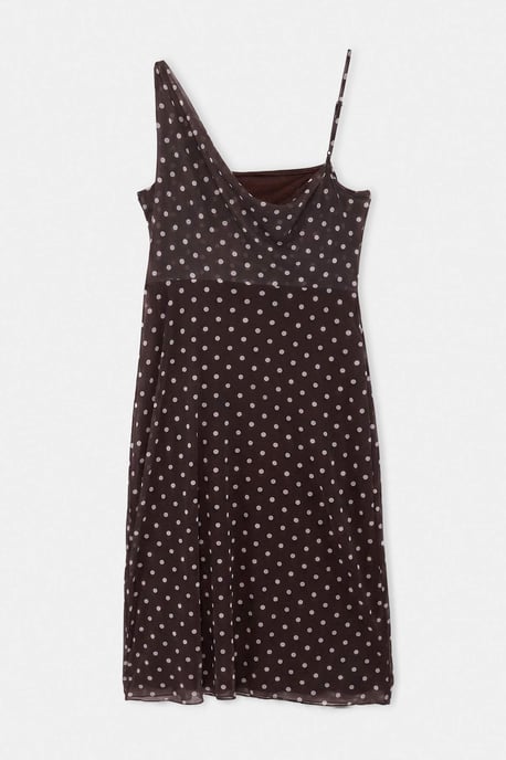 Trendyol Curve Damen Braun Gepunktet Maxi Ärmellos A-Linie Große Größen Kleid - Image 5