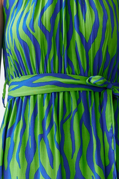 TRENDYOLMİLLA Damen Blau Animal-Print Maxi Ärmellos Abend / Alltag Gerade Kleider - Image 4