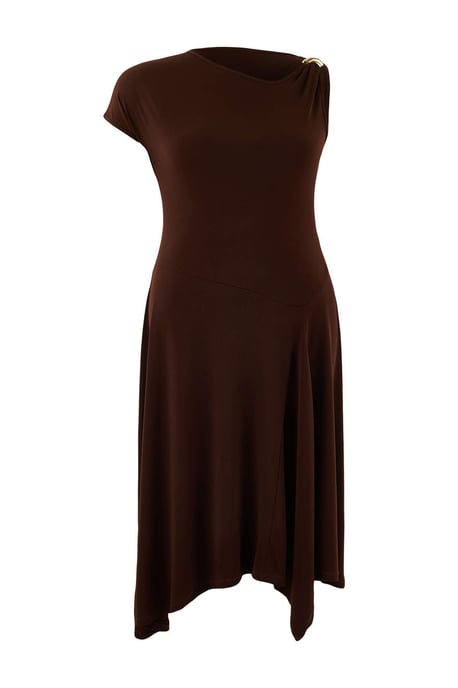 Trendyol Curve Damen Braun Einfarbig Maxi Ärmellos Abend / Alltag A-Linie Große Größen Kleid - Image 4