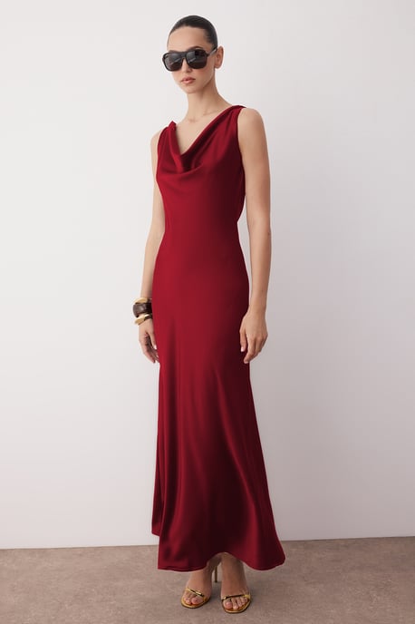 TRENDYOLMİLLA Damen Rot Einfarbig Maxi Ärmellos Elegant/Abend A-Linie Kleider - Image 4