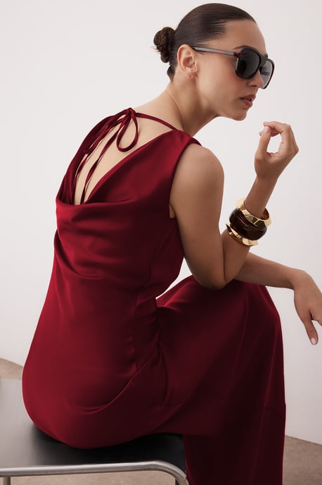 TRENDYOLMİLLA Damen Rot Einfarbig Maxi Ärmellos Elegant/Abend A-Linie Kleider - Image 5